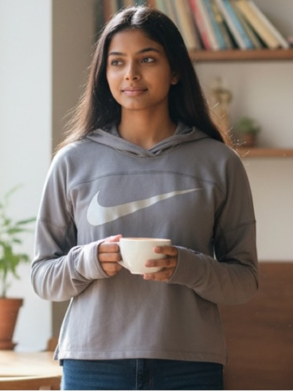 Nike Women's Gray Swoosh Pullover Hoodie